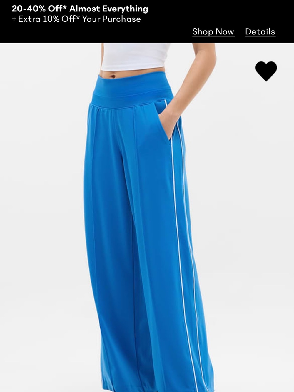 Athleta venice breaker Blue Wide-Leg Pants with White Stripe NWT
